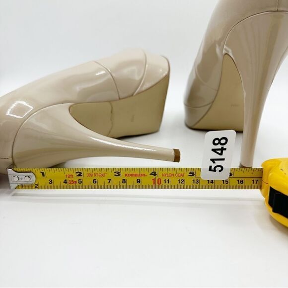 Marc Fisher Peep Toe Platform Stiletto Nude Patent Leather Heels Sz 10M - Picture 12 of 12
